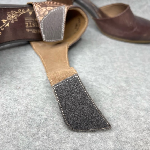 L'artiste Spring Step Toolie Shoes Grey Brown Tooled Leather Mary Jane EU40 US 9 - Picture 9 of 13